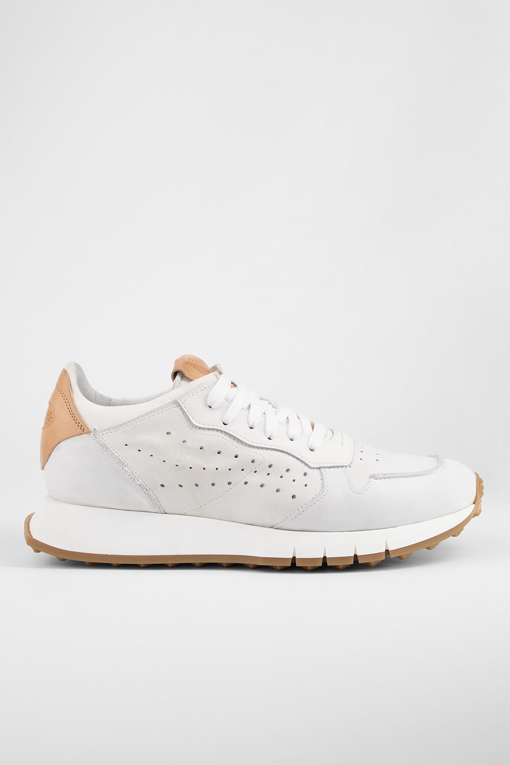 PEARCE limestone-white nubuck runners.