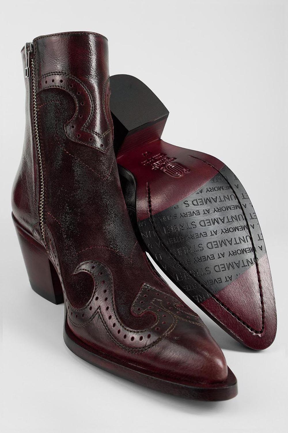 AUSTIN garnet-red suede texan boots.