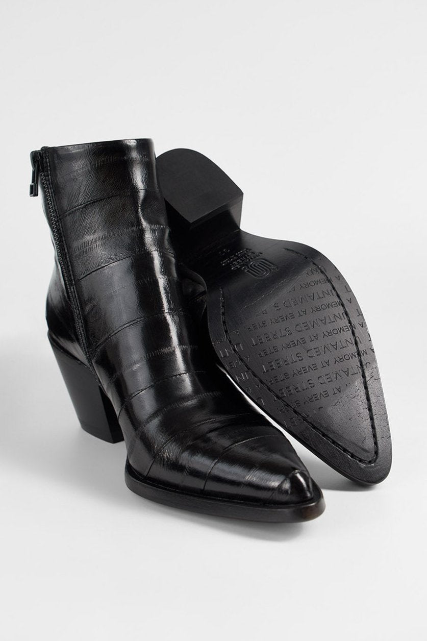 Untamed Street Black Italian Leather Ankle Boots Side Zip Made Italy EU47 US14 UNTAMED STREET Ankle Boots Double Zip Sz. 42 ITALY Brown Q72  main image 3