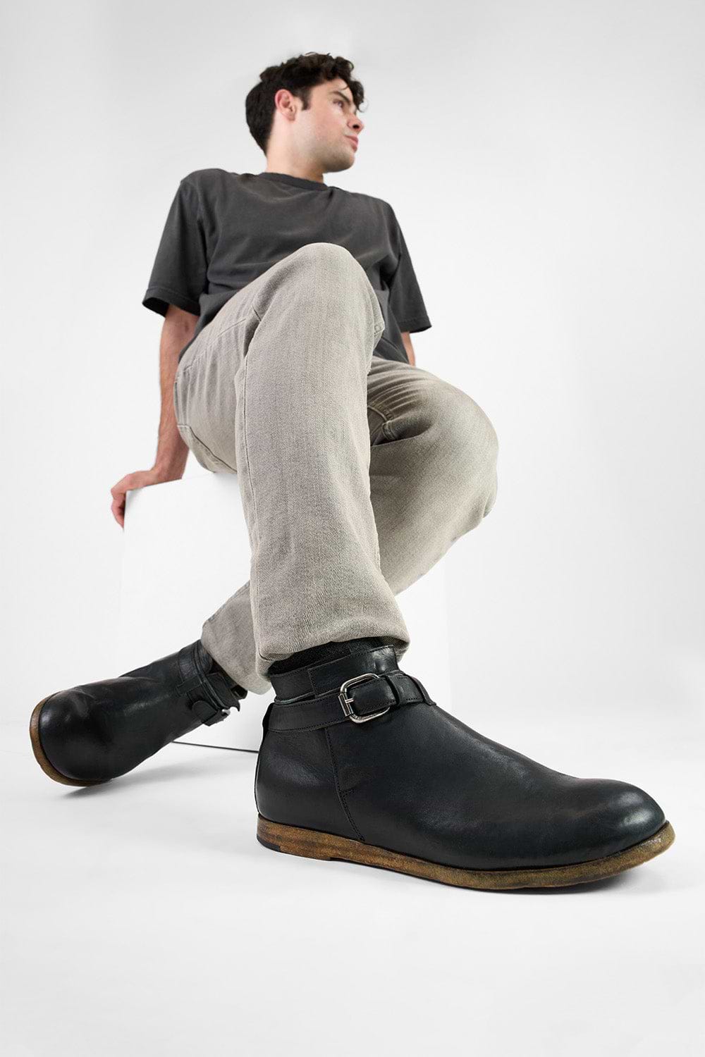 Bruce Rappaport Boot BRUCE black buckle ankle boots | untamed street – UNTAMED STREET