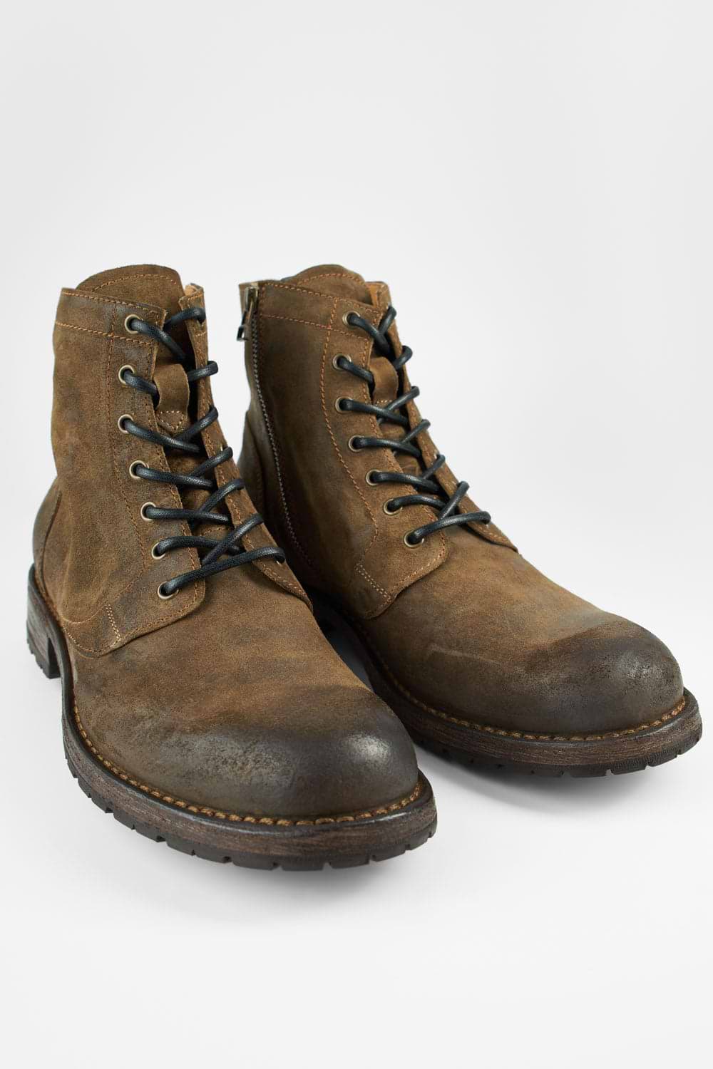 BURTON brown suede lace-up ankle boots | untamed street  display picture 3