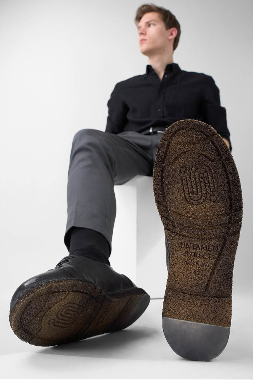 BYRON rugged-black lightweight derby shoes.