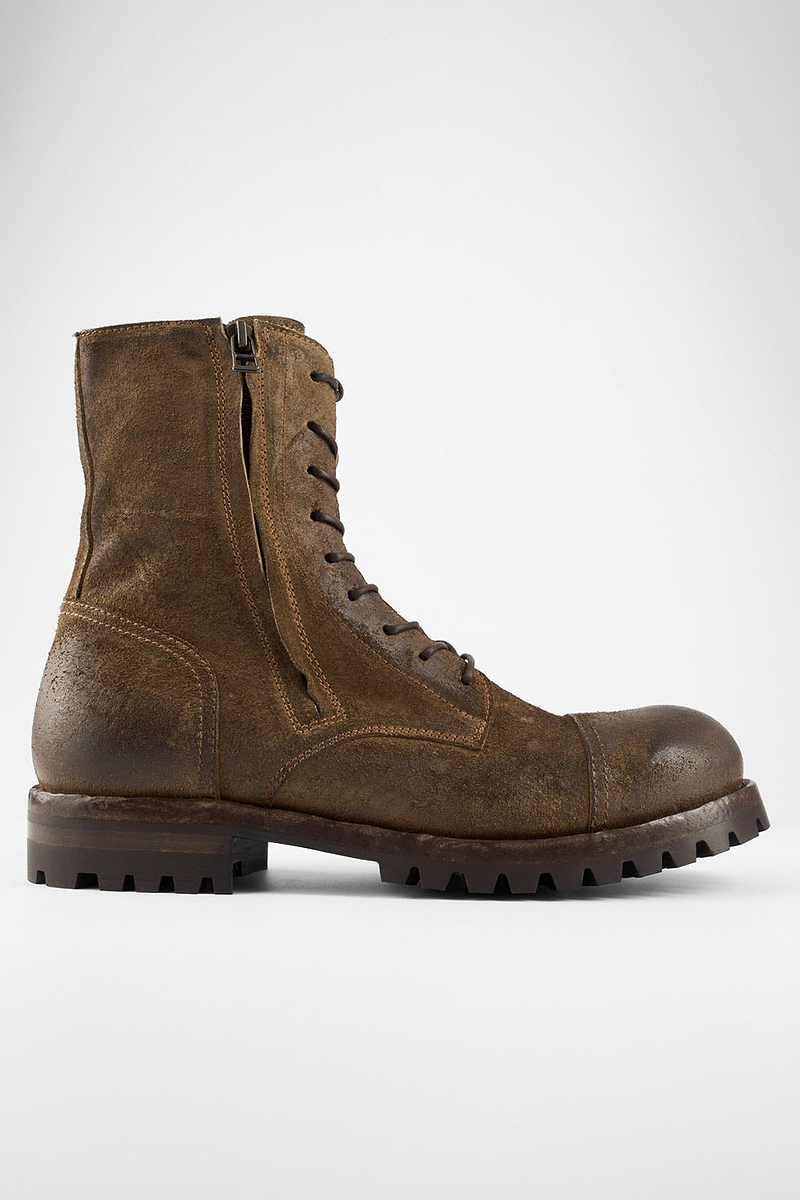 CAMDEN brown suede double-zip military boots | untamed street