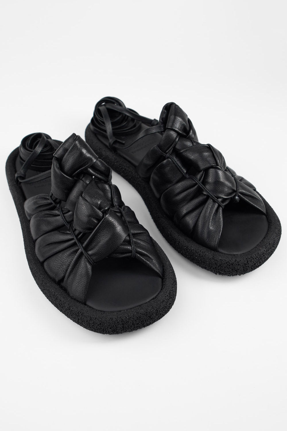 DEVON jet-black braided lightweight sandals.