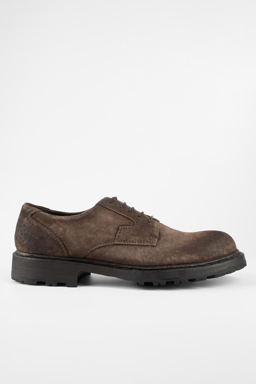 DRAKE smokey-brown derby shoes.