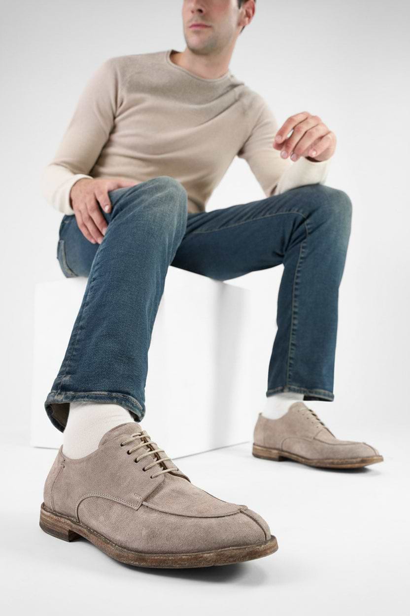 HAVEN light-brown suede apron derby shoes | untamed street  display picture 2