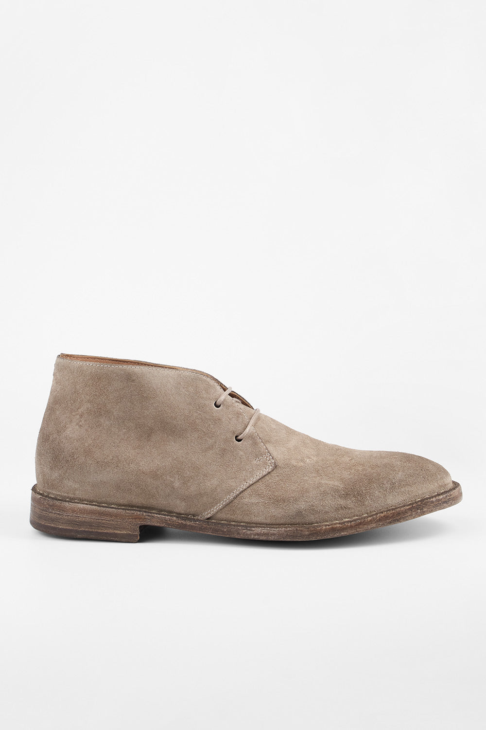 HAVEN linen-grey suede chukka boots.