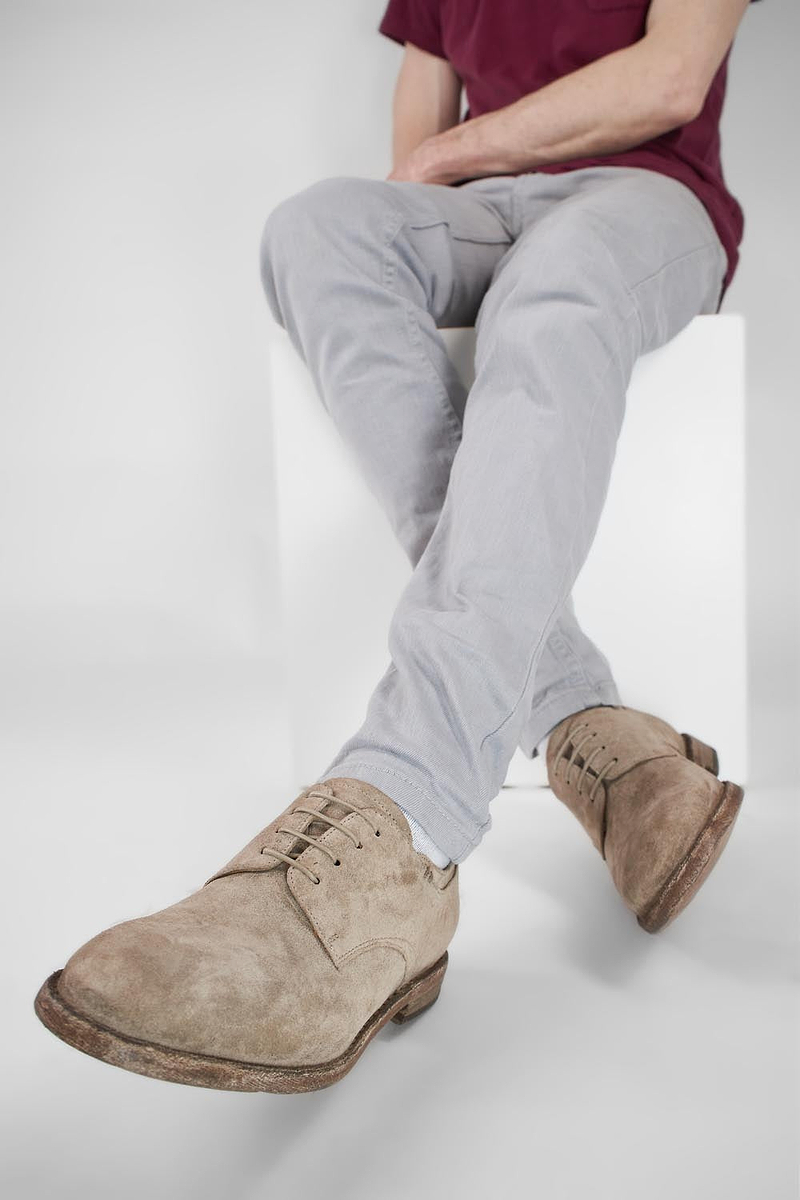 HAVEN linen-grey suede derby shoes