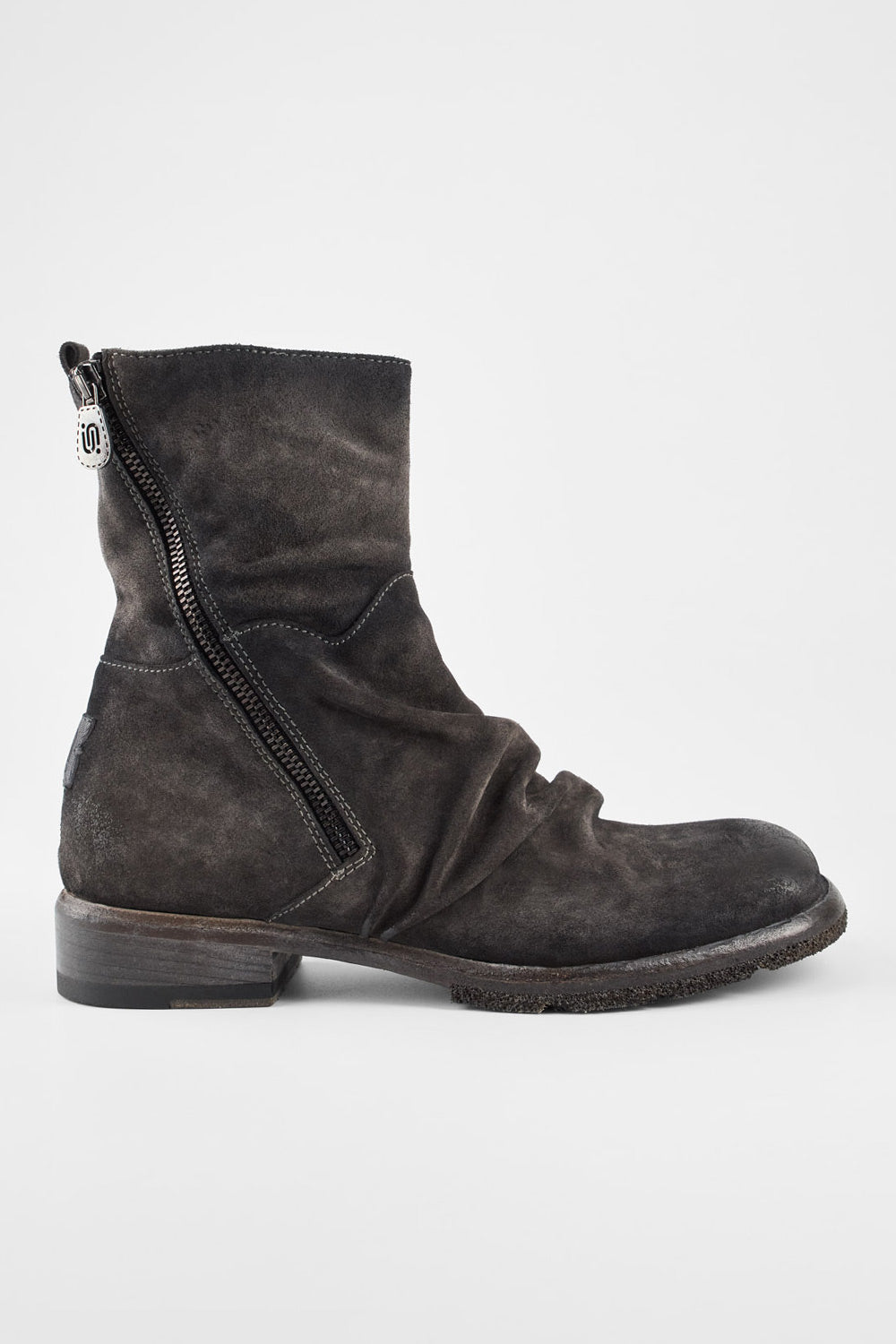 IVES warm-grey suede laceless boots.