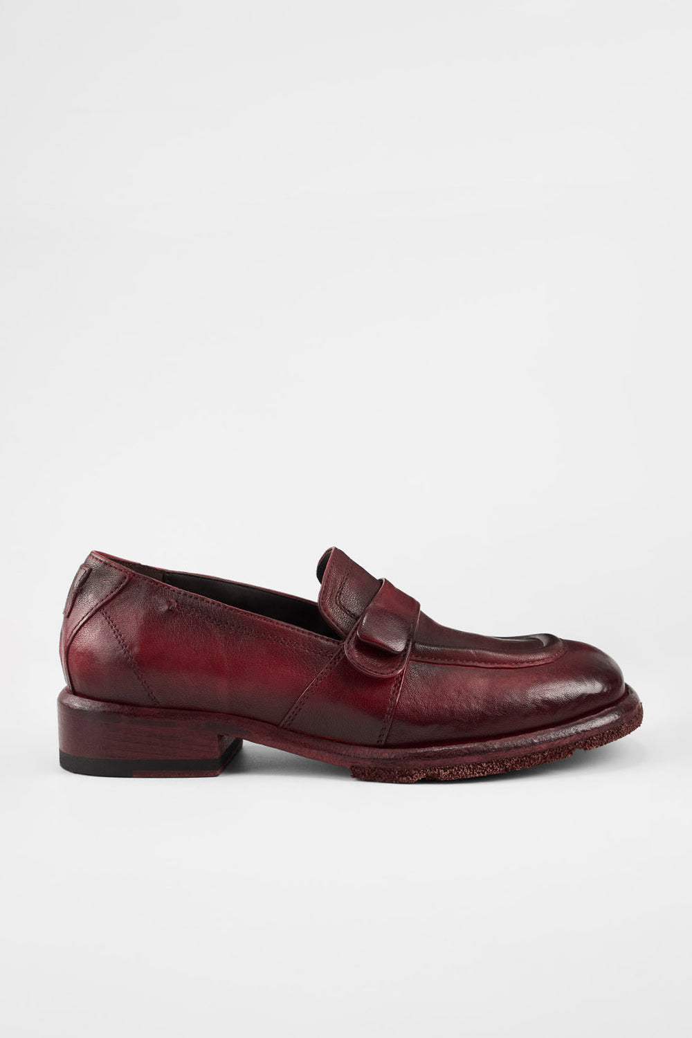 IVES ruby-red slip on shoes.