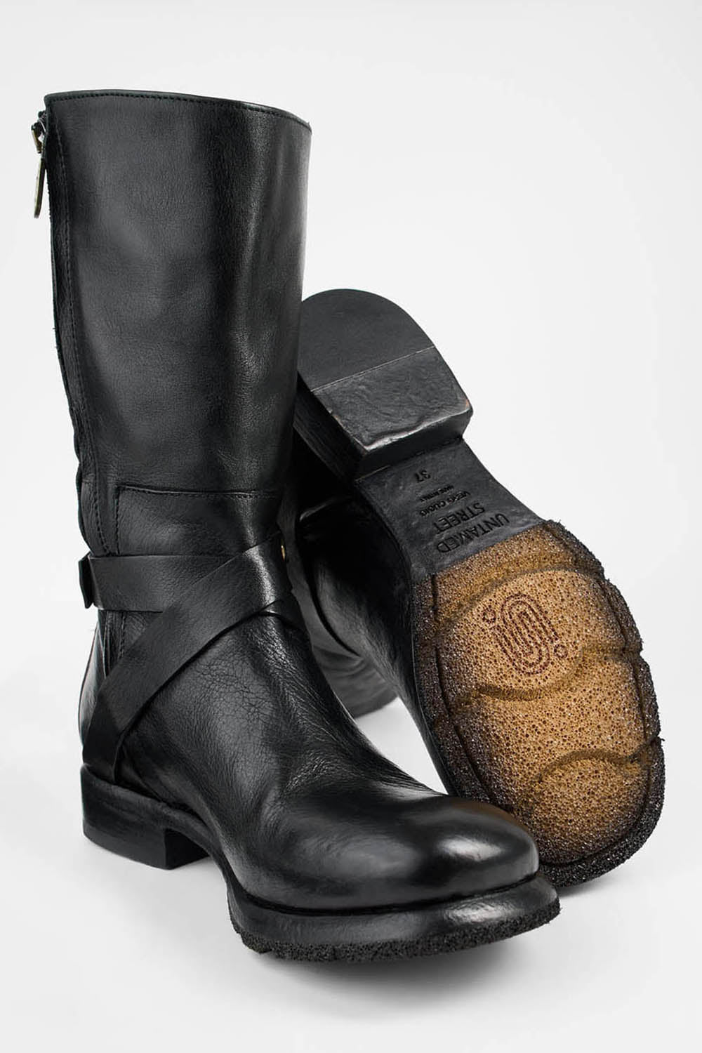 IVES urban-black buckle high boots.