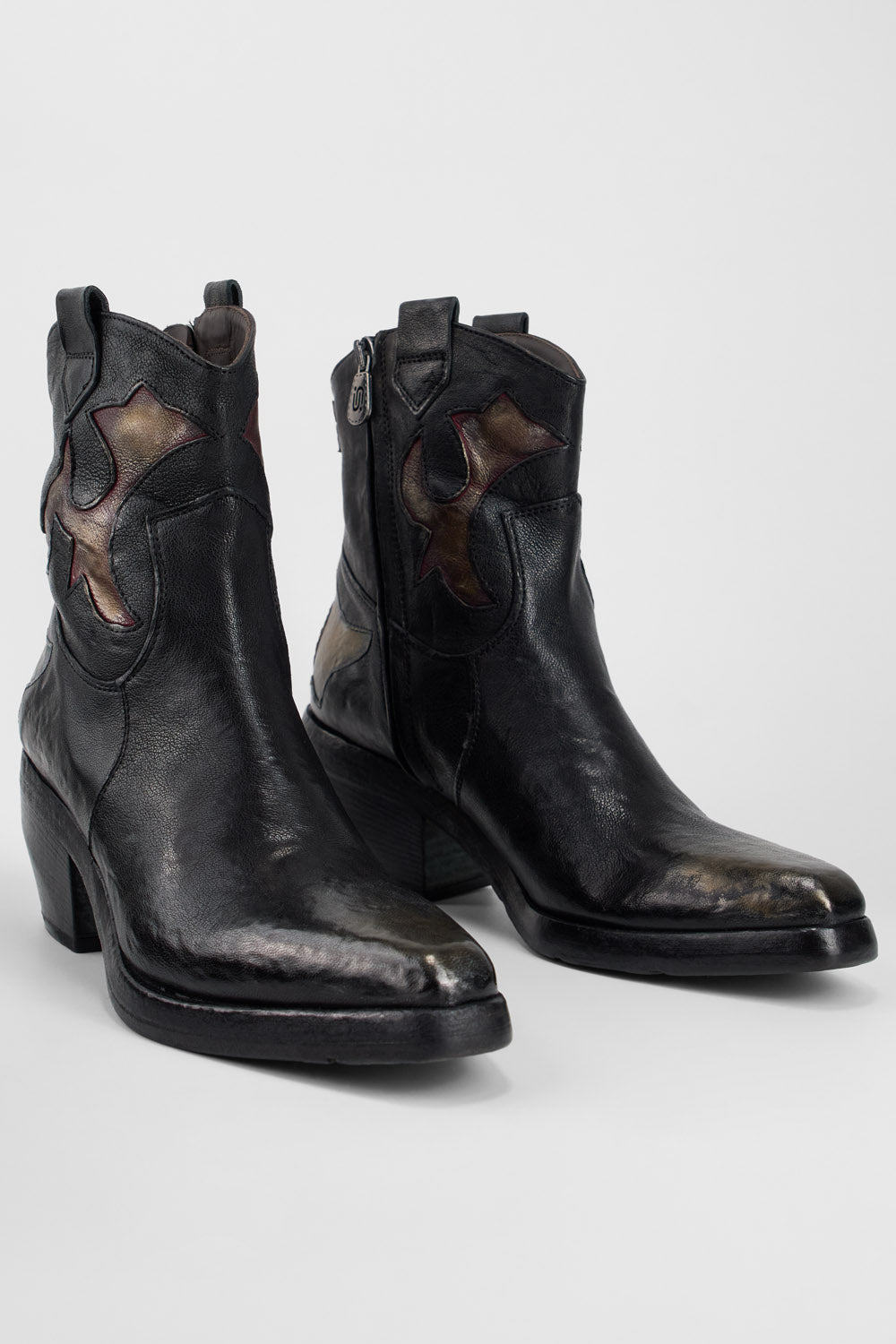 JOLENE black metallic patterns texan boots.