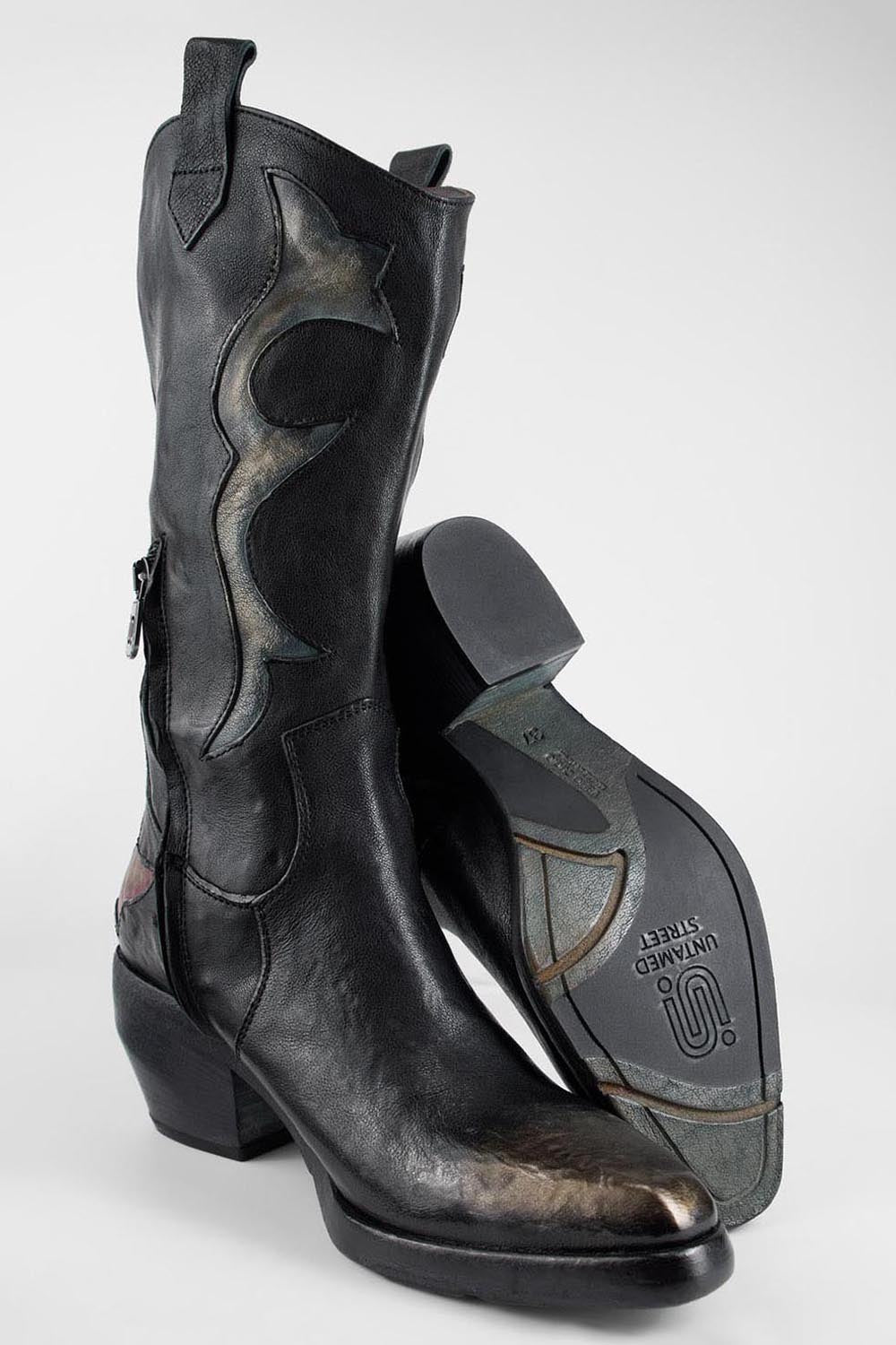JOLENE black metallic patterns high texan boots.