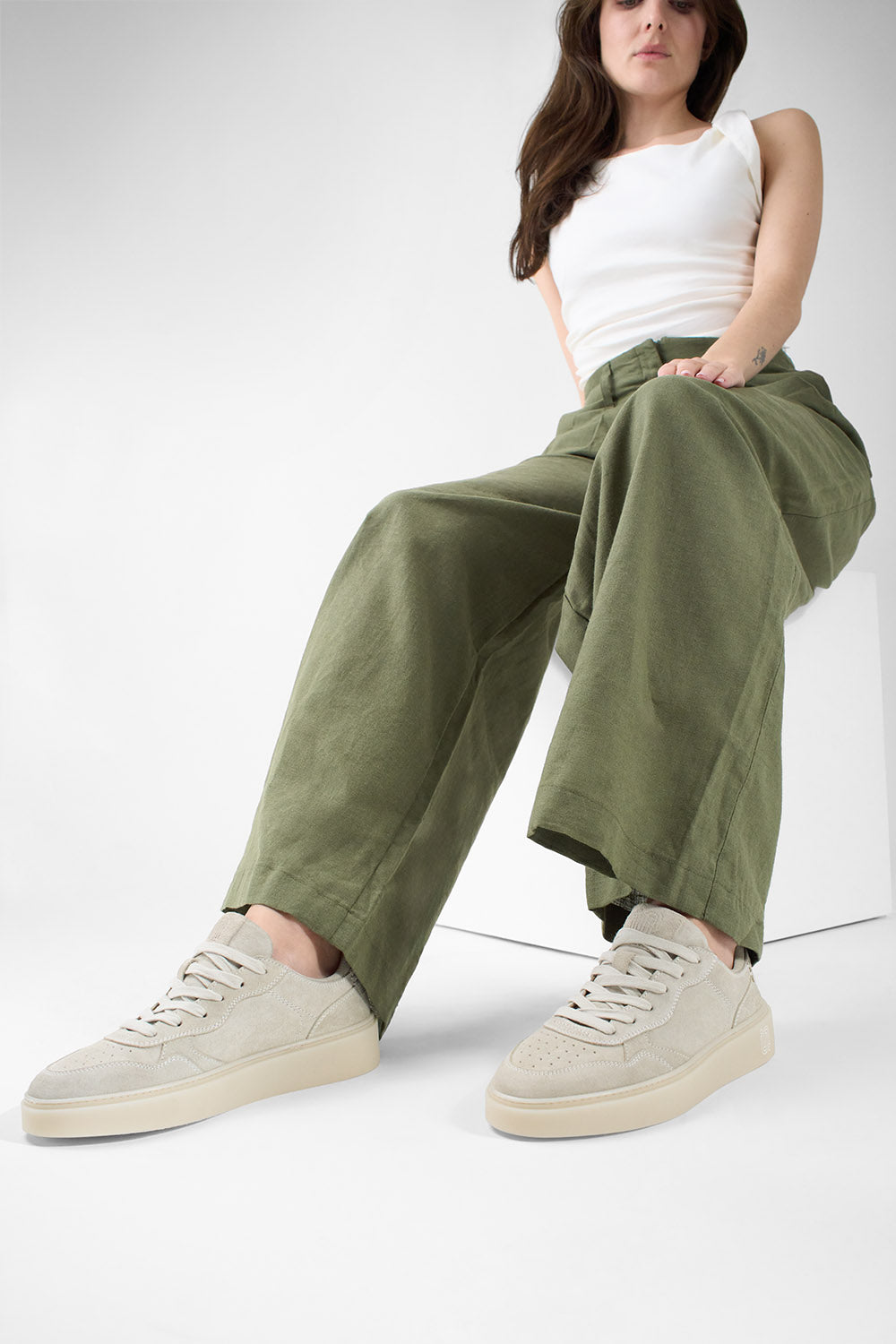 MAEVE milky-white suede sneakers.