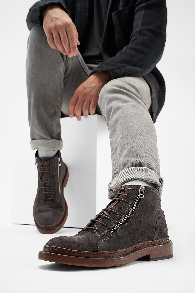 YORK grey suede welted chukka boots | untamed street  display picture 3