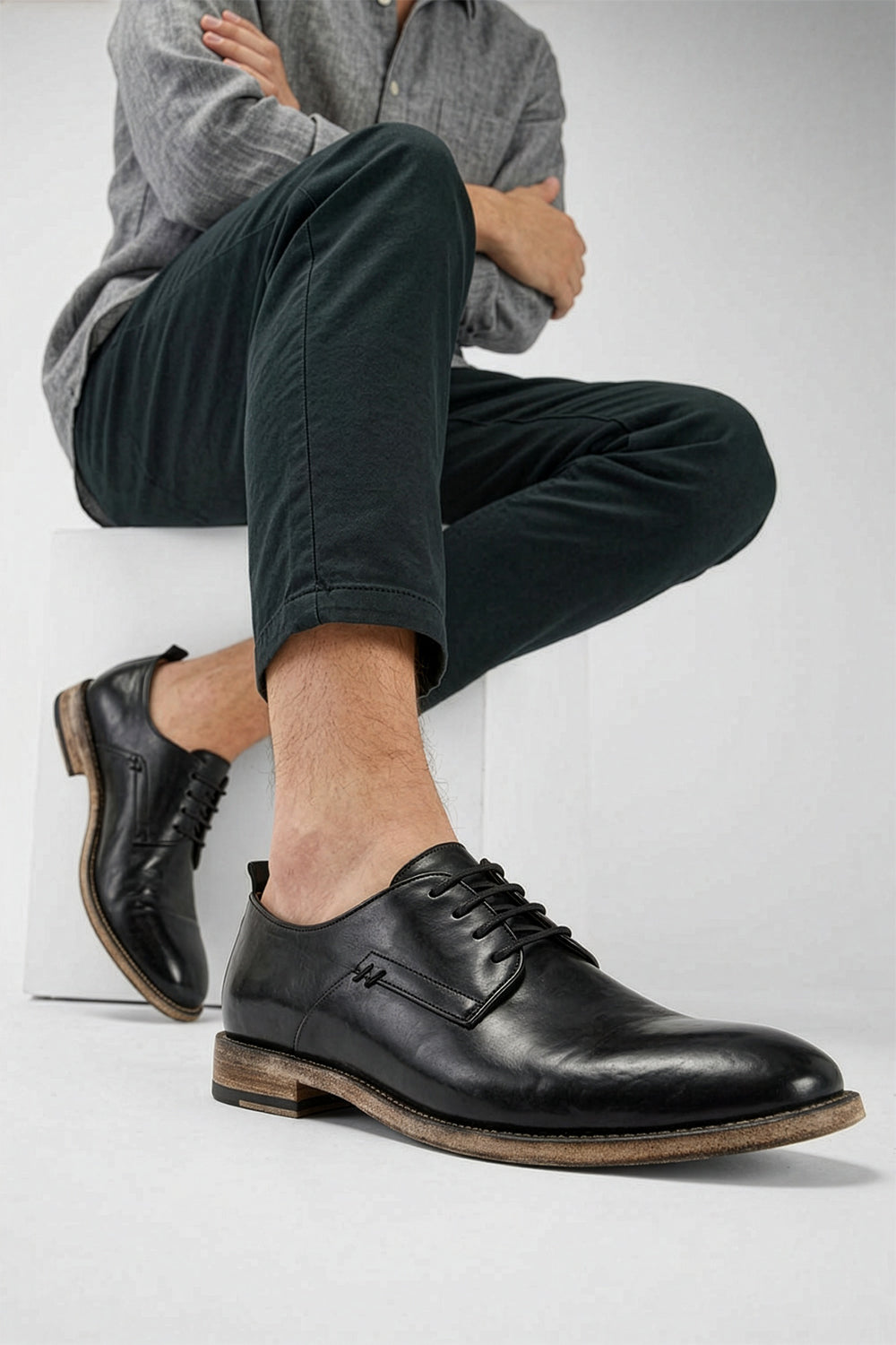 PARKER royal-black derby shoes.