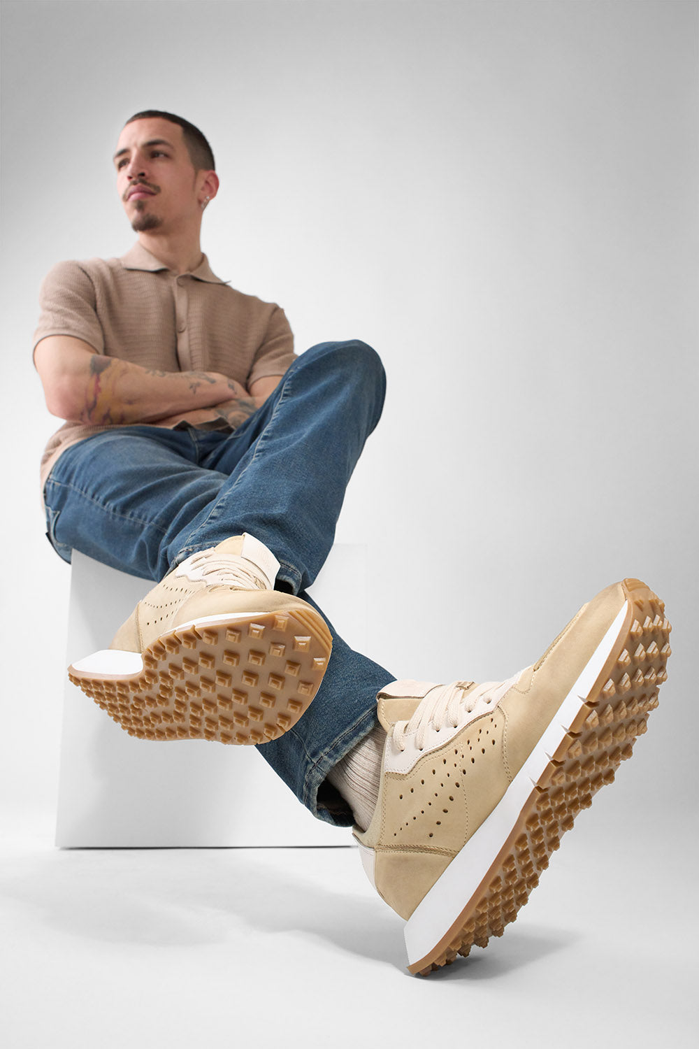 PEARCE desert-brown nubuck runners.