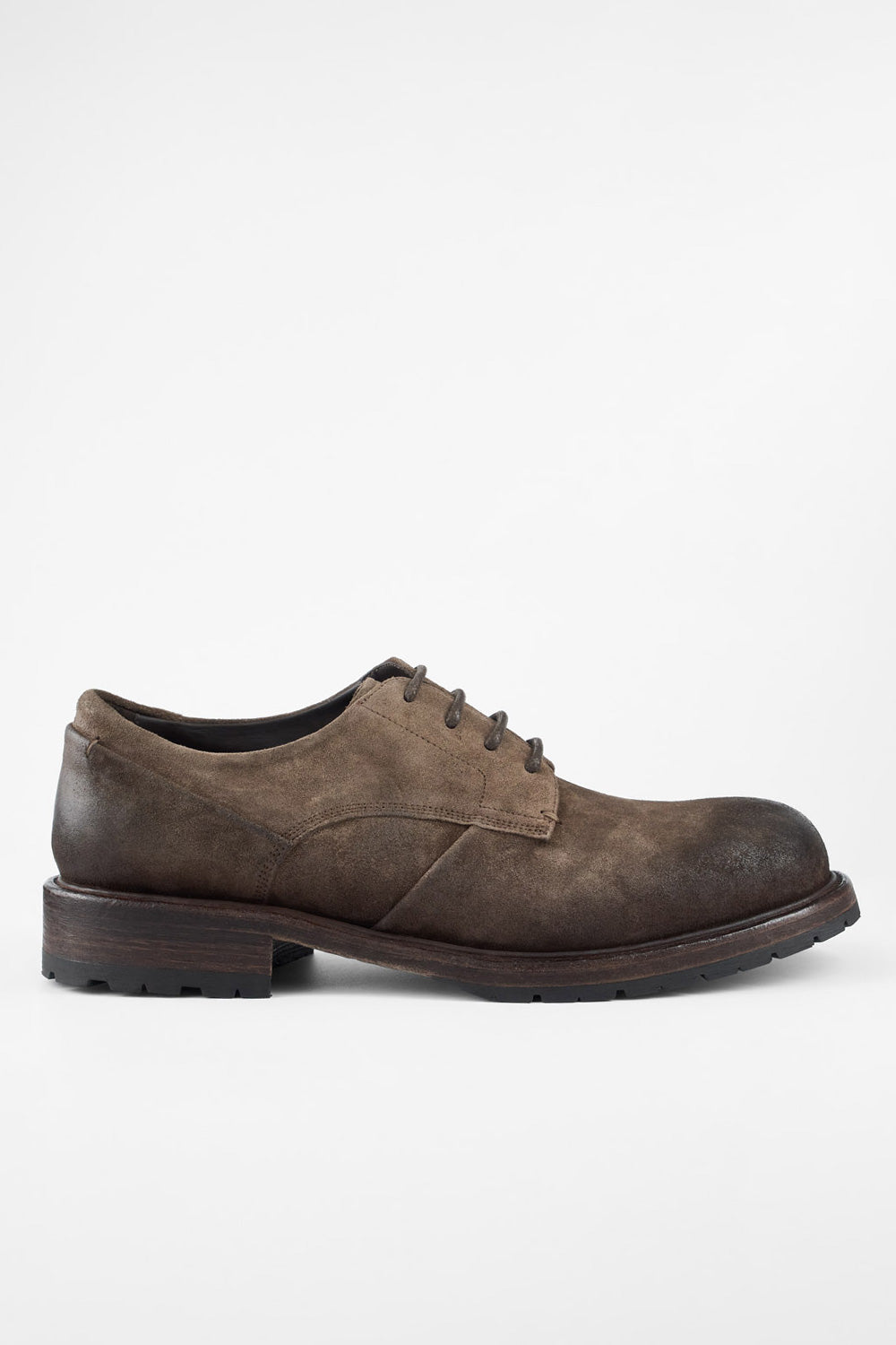 ROWLEY dusk-brown folded suede derby shoes.
