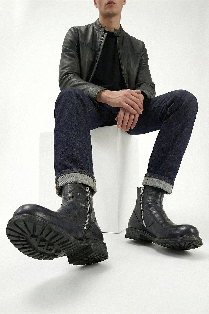 ROWLEY jet-black folded laceless boots | untamed street – UNTAMED
