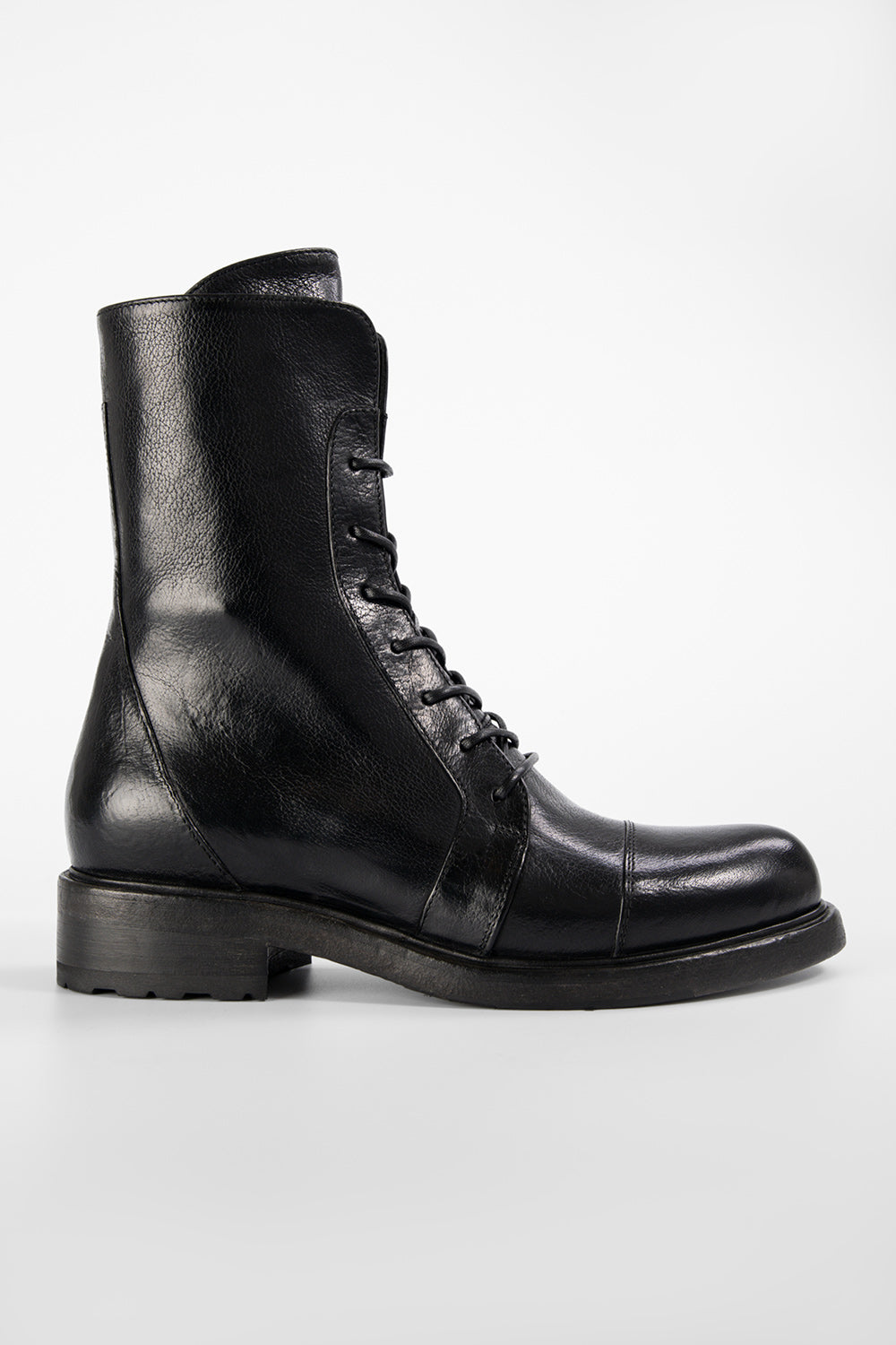 AVERY jet-black lace up boots.