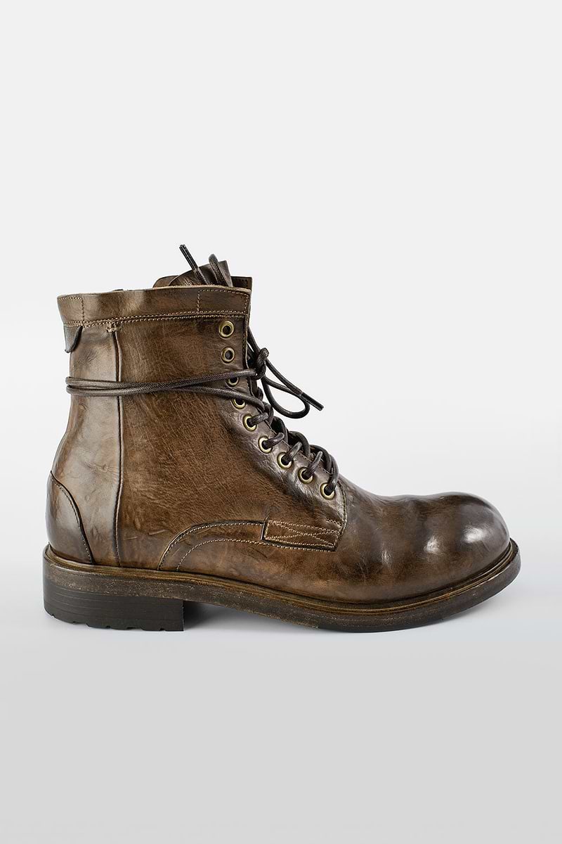 Combat Boots Mens Size 9 Brown Leather Lace Up Mid Calf Workwear Lined Men main image 4
