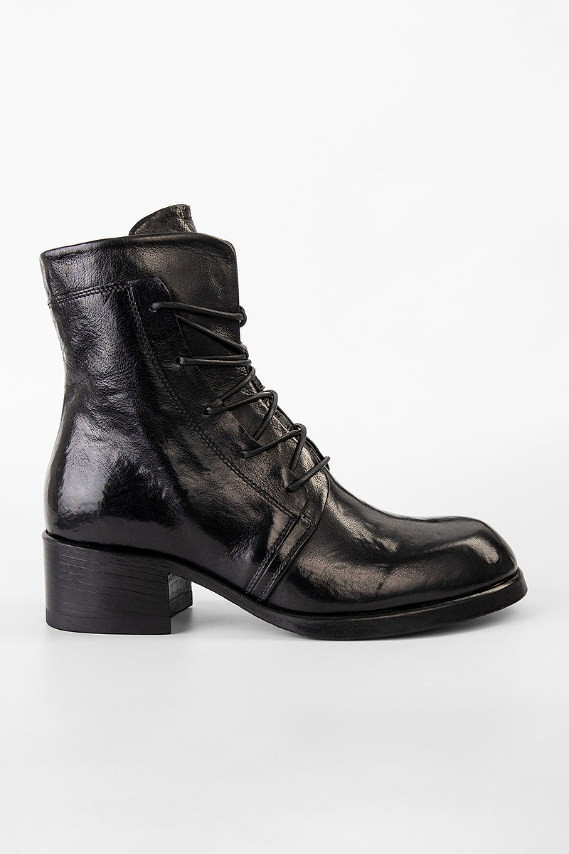 womens black lace up dress boots EXETER jet-black lace up boots
