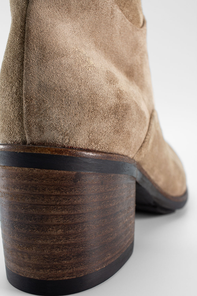 RILEY light-brown suede front-zip ankle boots | untamed street ...