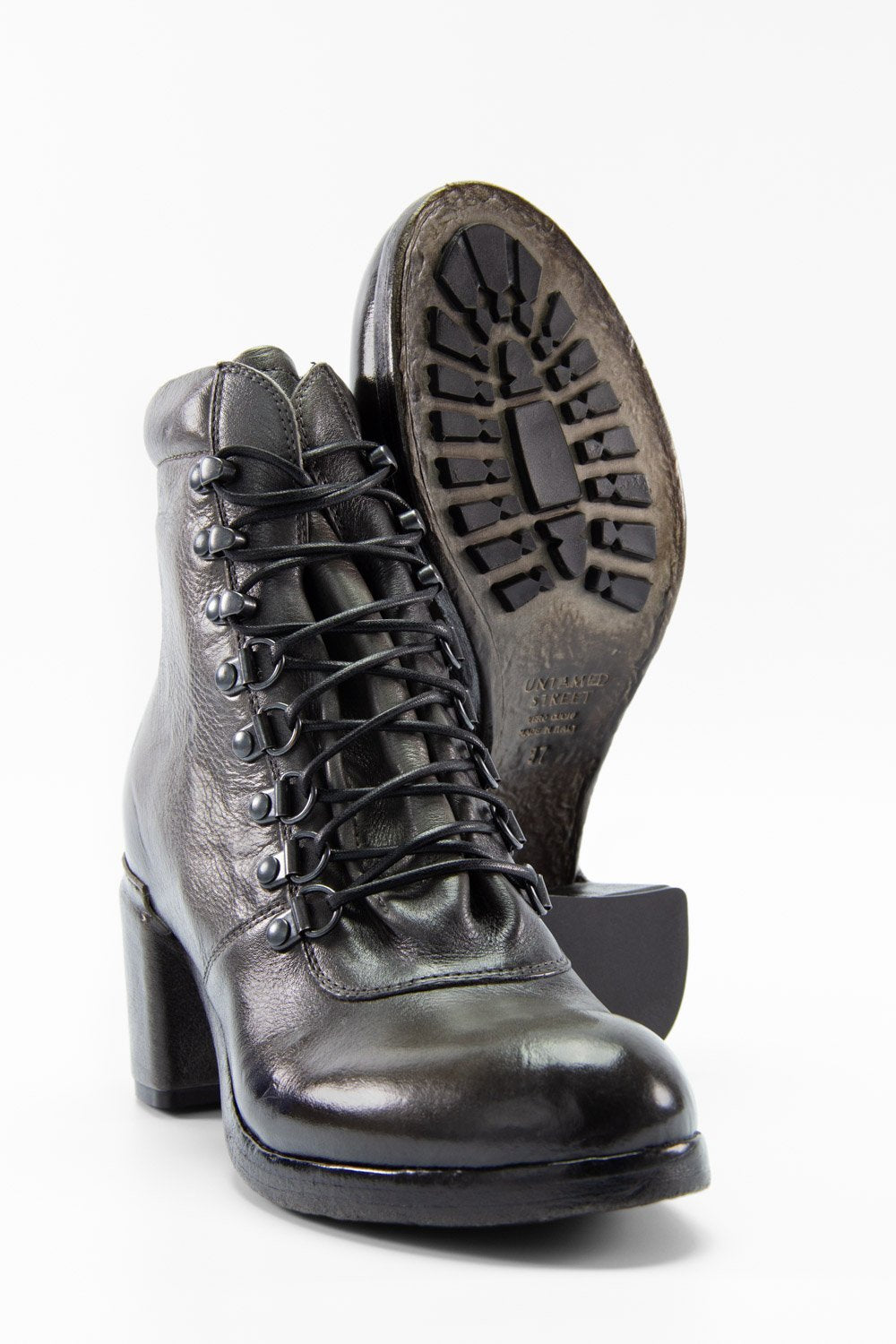 MADISON ice-grey lace up boots.