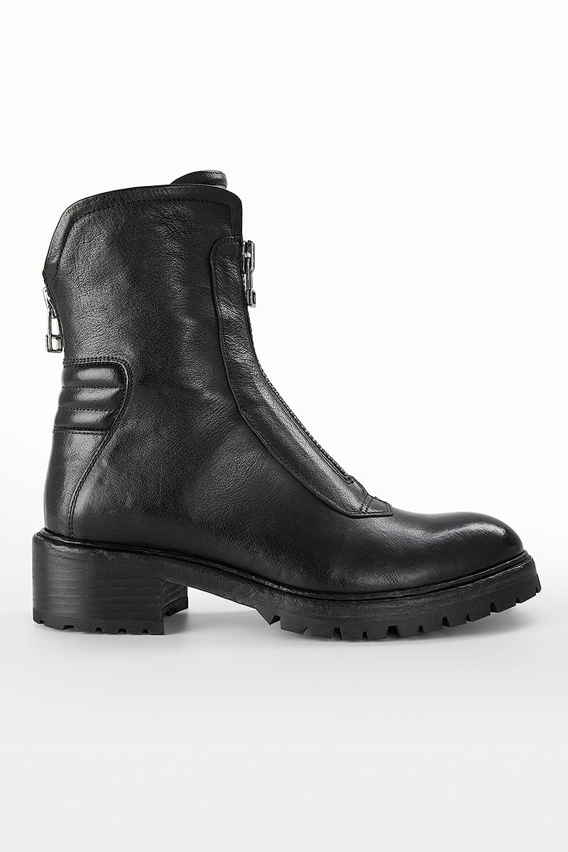urban biker boots RADNOR Black front-zip bikers