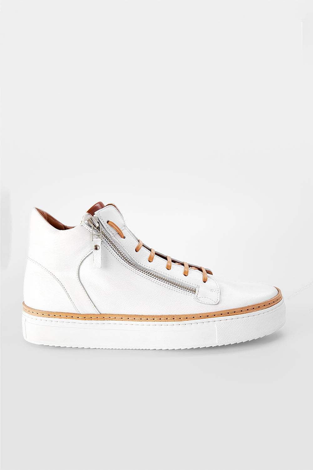 UNTAMED STREET Men White Calf-Leather High Top Sneakers SOHO