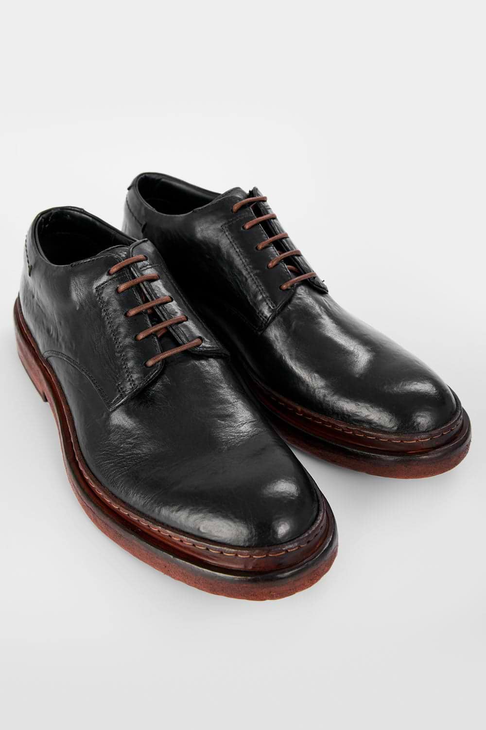 UNTAMED STREET Men Black Calf-Leather Derby Shoes YORK